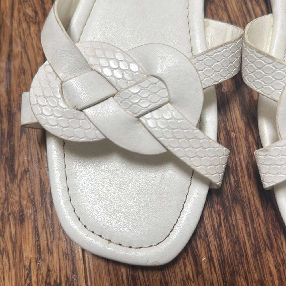 LOFT white vegan leather braided textured snake print slide sandals size 6 - Picture 6 of 9